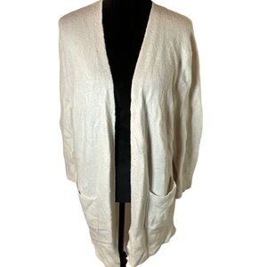 Madewell‎ Womens Open Front Cardigan 3/4 Sleeve Sweater Size M Beige Two Pockets